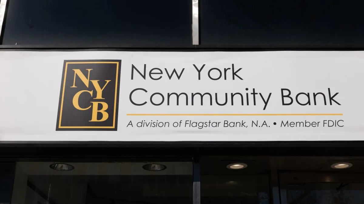 A sign reads "New York Community Bank" and "A division of Flagstar Bank, N.A., Member FDIC"