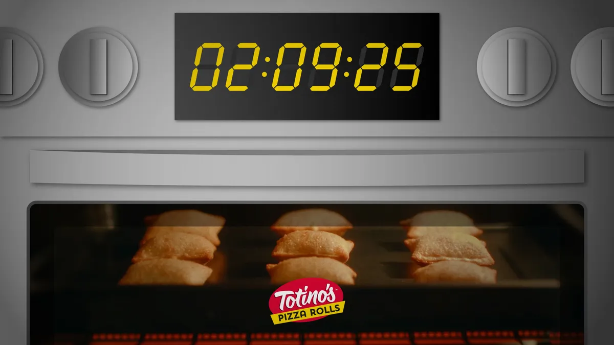 Totino's imagery around its 2025 Super Bowl debut.