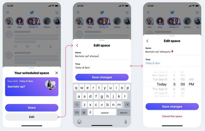 Twitter Scheduled Spaces editing