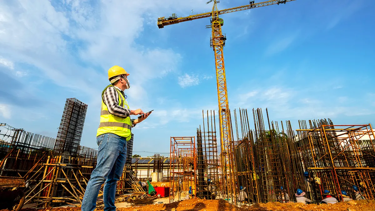 construction site with worker