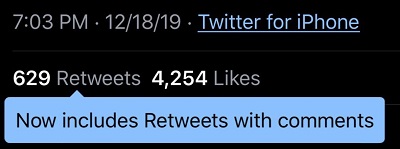 Twitter retweet count listing