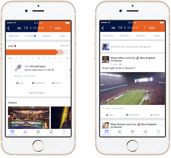 Facebook Sports Stadium screenshots