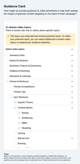 Facebook video ad topics