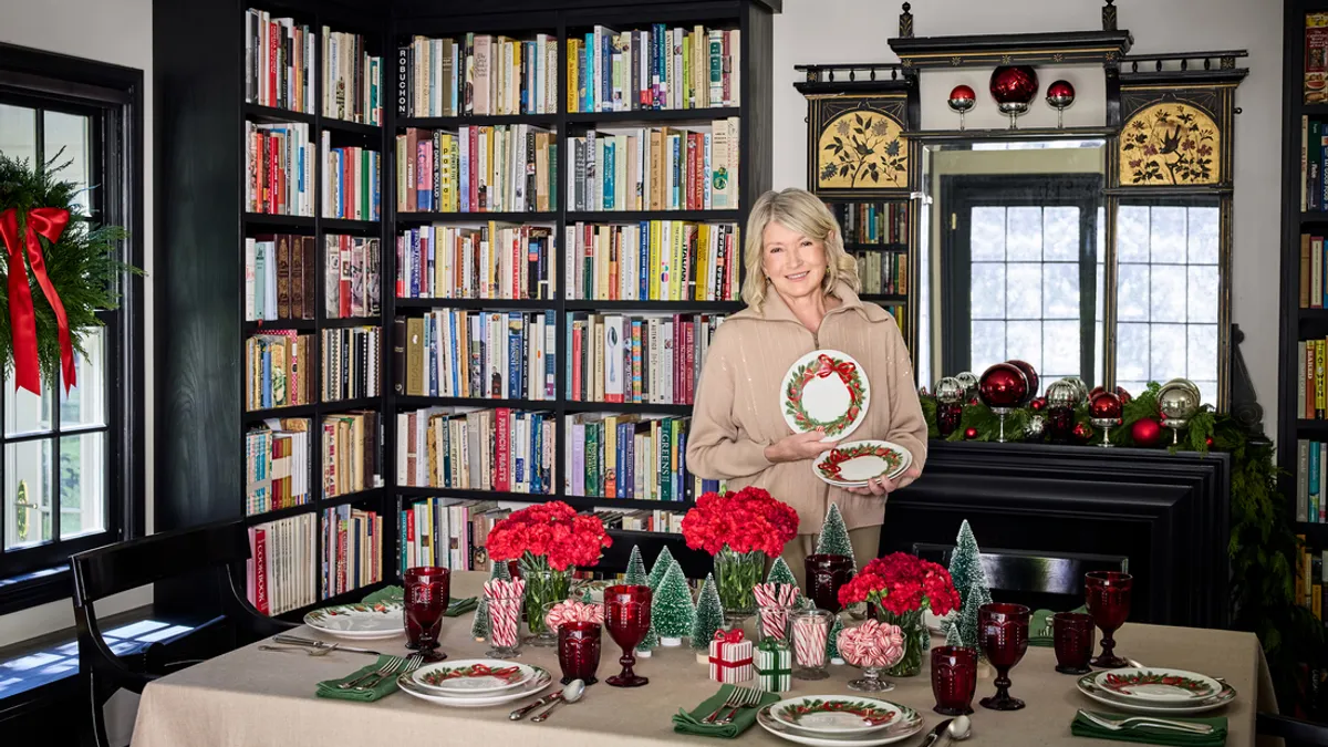 Martha Stewart poses alongside her JCPenney 2024 Holiday Collection.