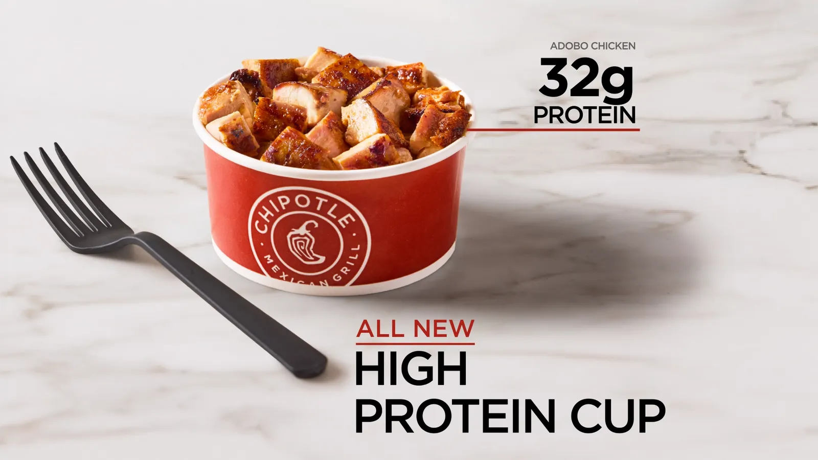 A cup of chicken from Chipotle
