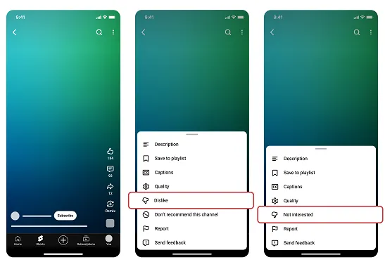 YouTube dislike for Shorts