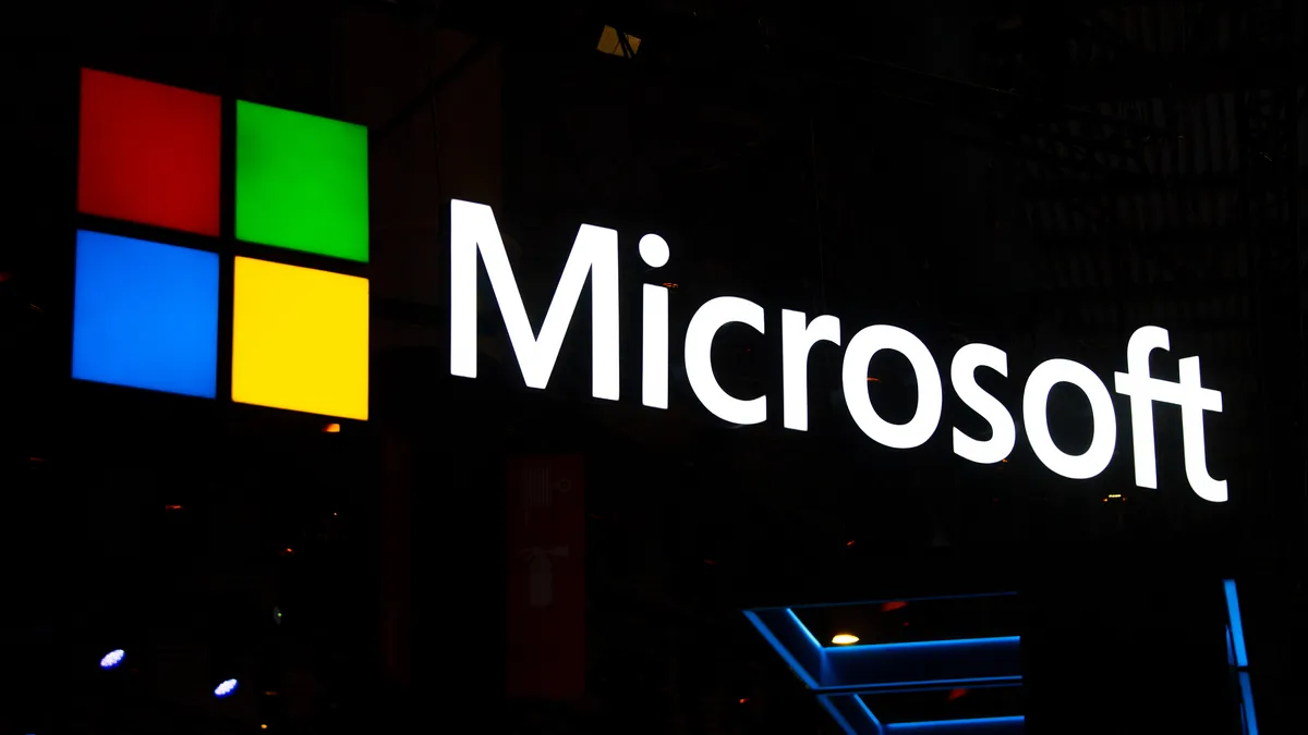 Microsoft logo at Mobile World Congress.