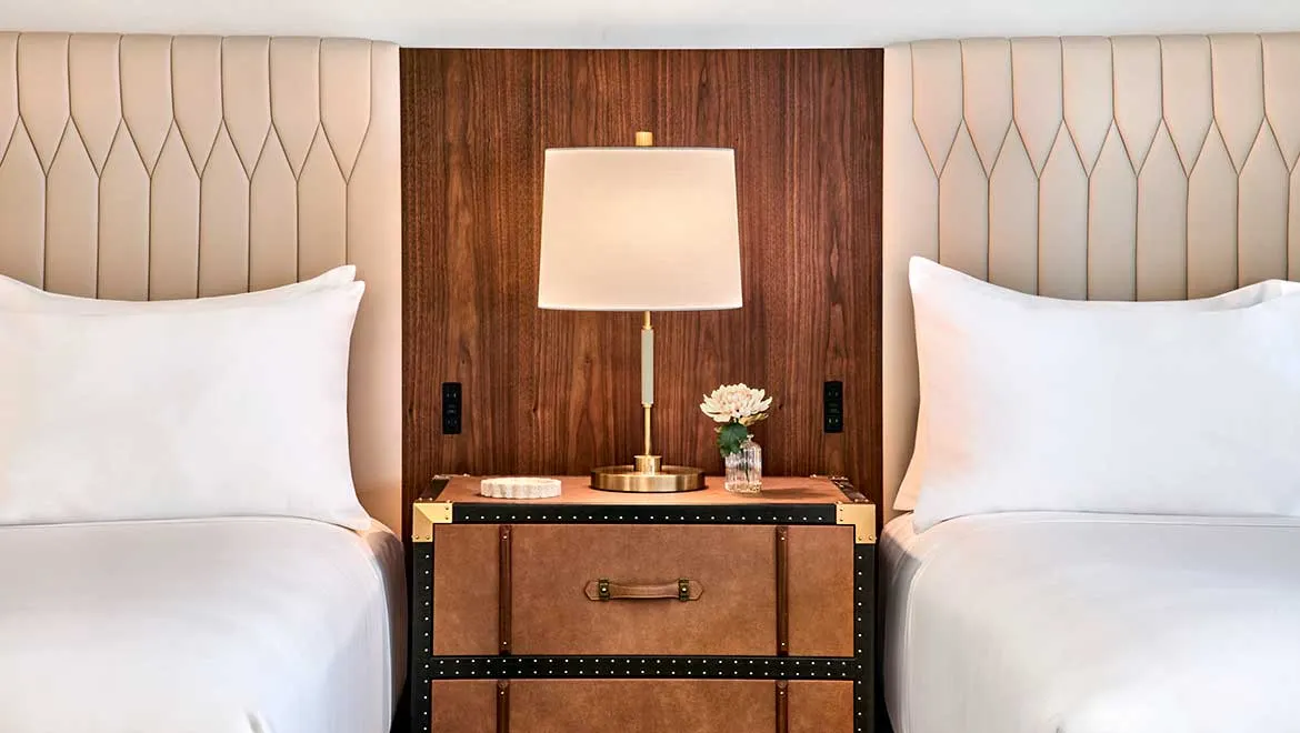 The guest room at the Omni Parker House following its recent restoration.
