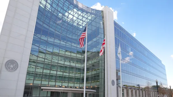 Street view of the Securities and Exchange Commission, SEC, Building in Washington DC.