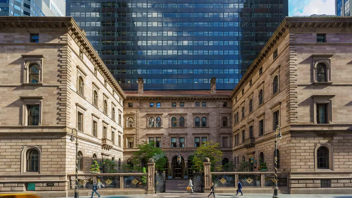 The exterior of Lotte New York Palace, on Madison Avenue in New York City.