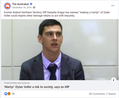 Facebook post from The Australian