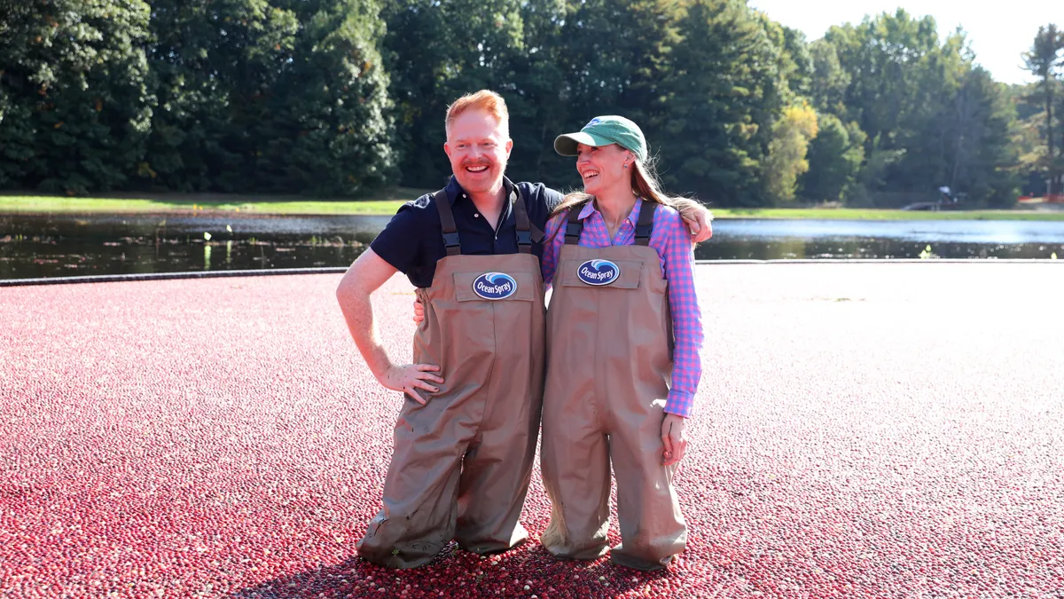 Ocean Spray Cranberry Bog as Ocean Spray launches #BetterTogether campaign in partnership with actor Jesse Tyler Ferguson at Patriots Place on October 14, 2021 in Foxborough, Massachusetts.