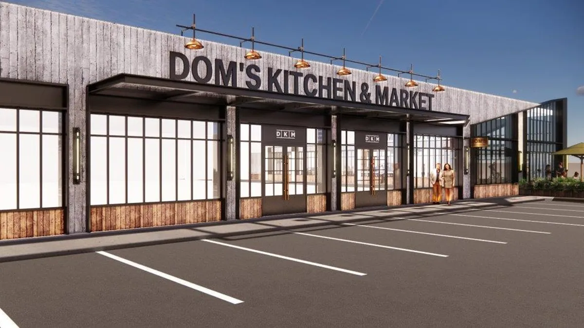 Rendering of exterior of Dom's Kitchen & Market store