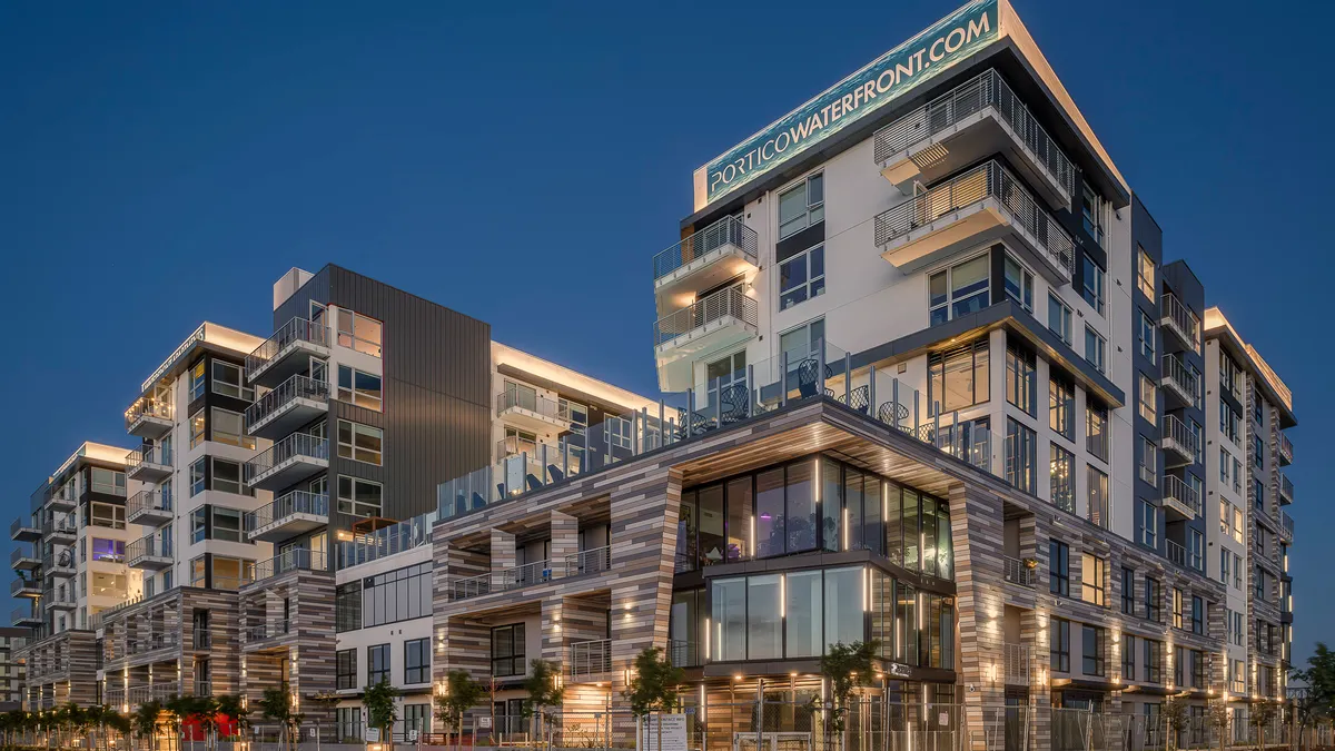 Modern, multi-level apartment building