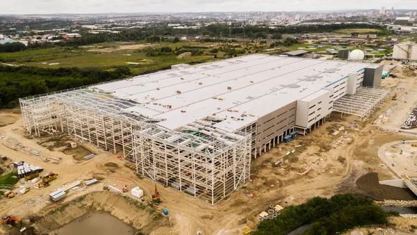 A distribution warehouse under construction