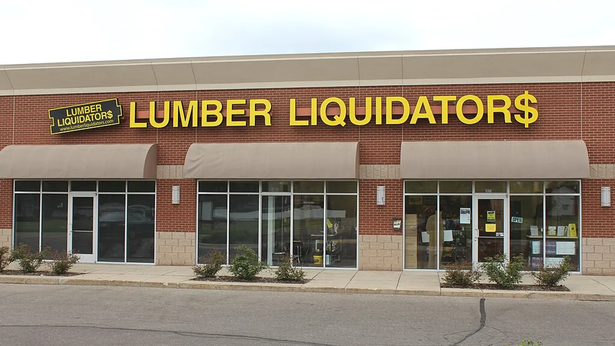 A Lumber Liquidators brick storefront