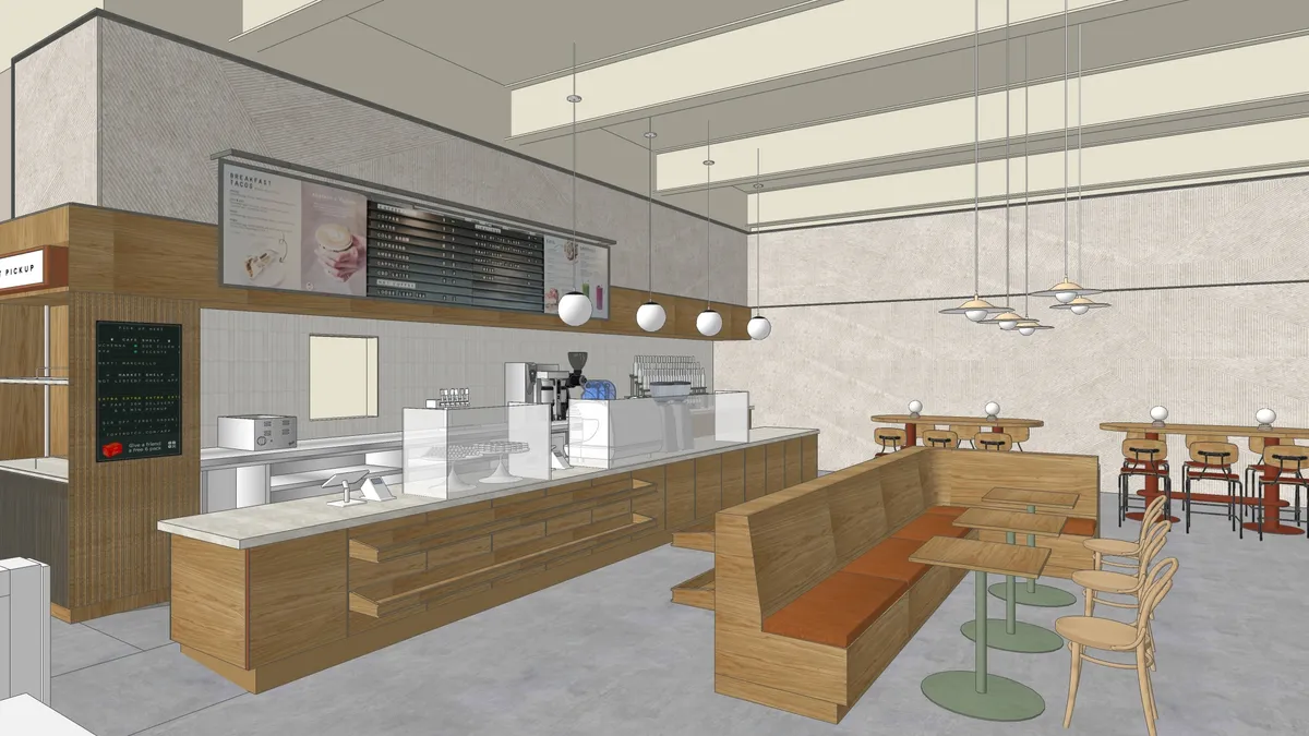 A rendering of the interior of a Foxtrot Markets location opening on Nov. 18.