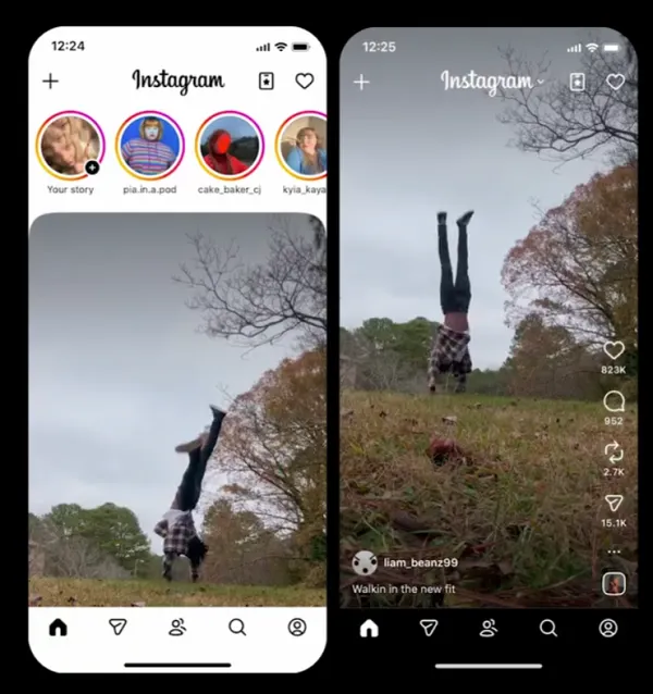 Instagram open to Reels