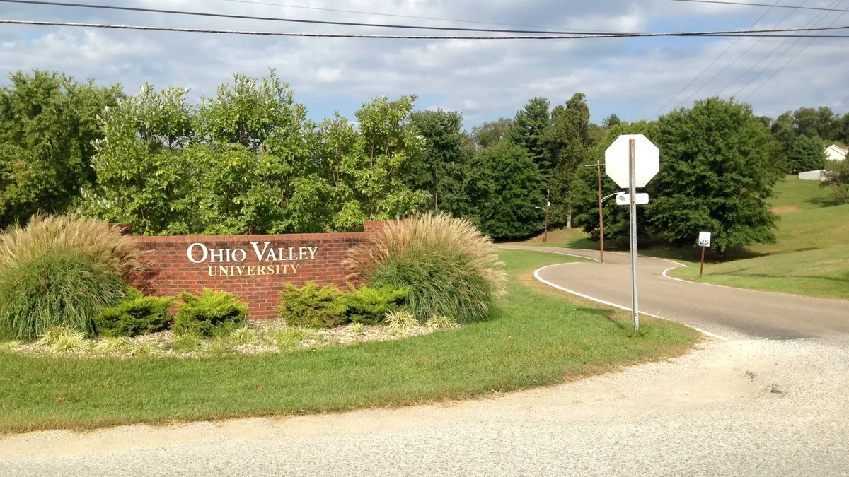 Ohio Valley University sign in 2014