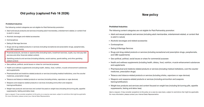 X paid partnerships policy
