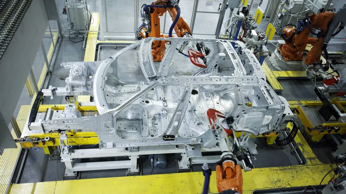 Land Rover going through the assembly process.