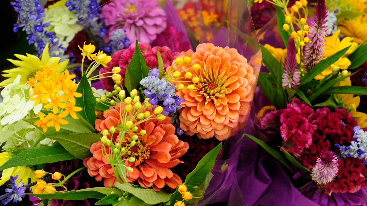 Multi-colored bouquet of flowers