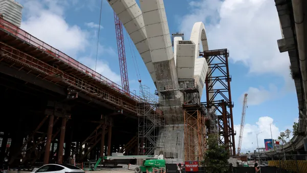 Construction progress on the Signature Bridge