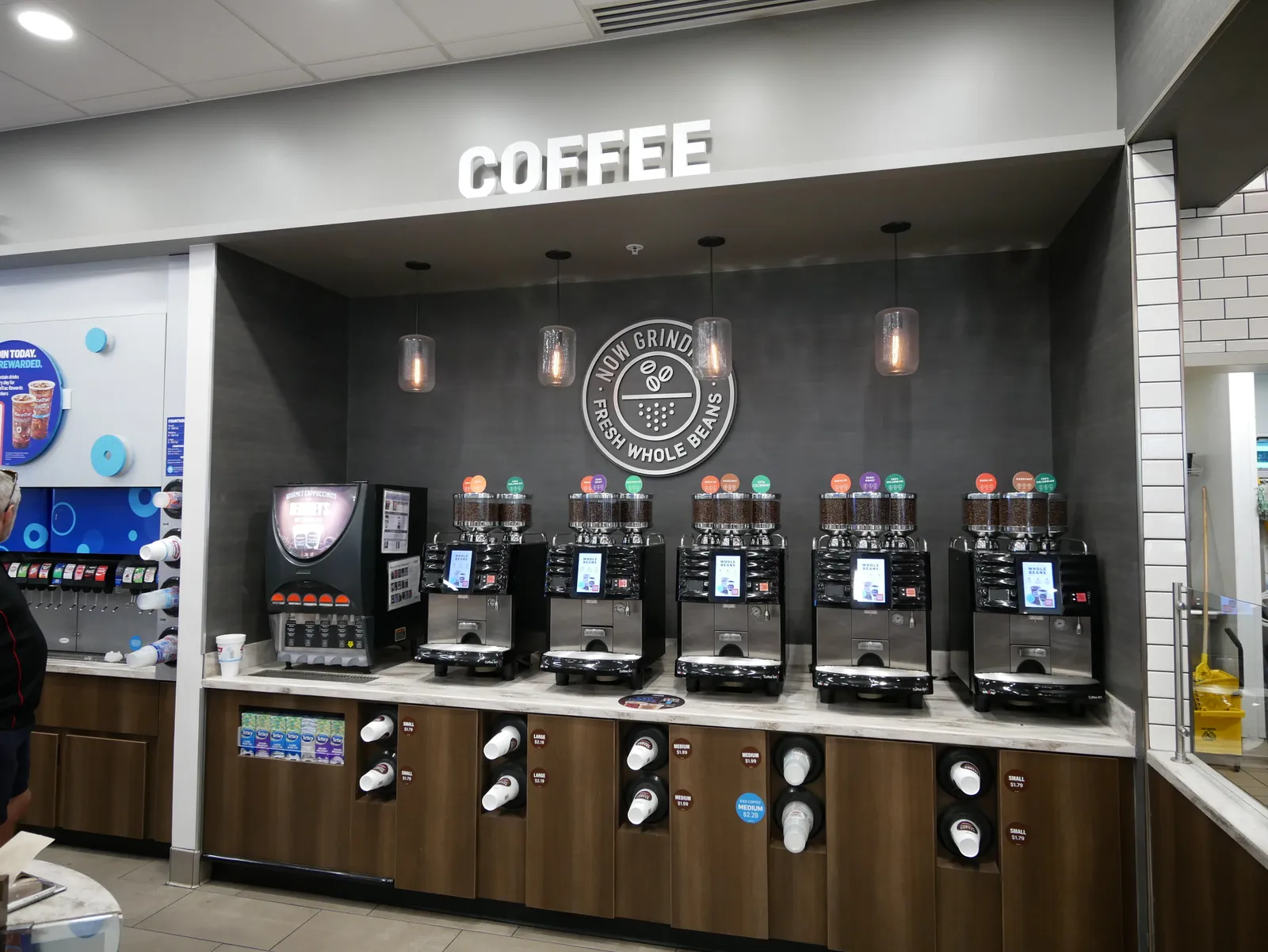 A photo of the coffee area of a RaceTrac c-store.