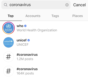 Instagram coronavirus measures