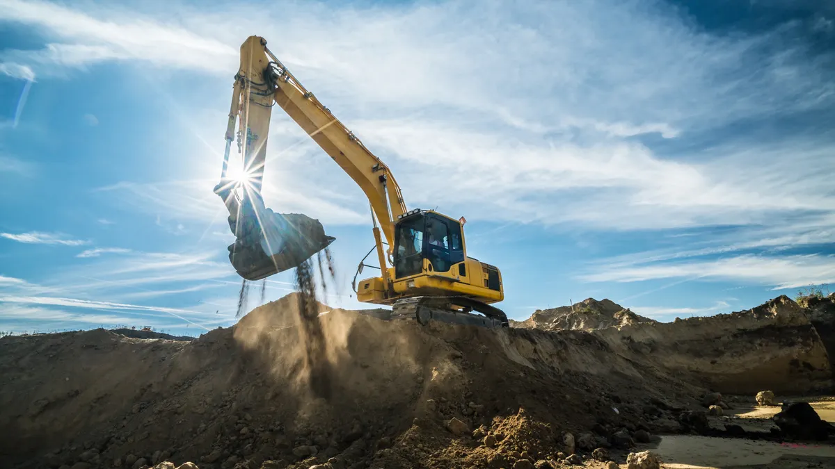 A digger at a construction site.