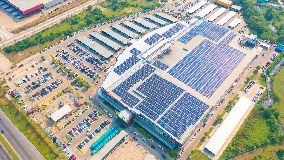 Aerial view of solar panels