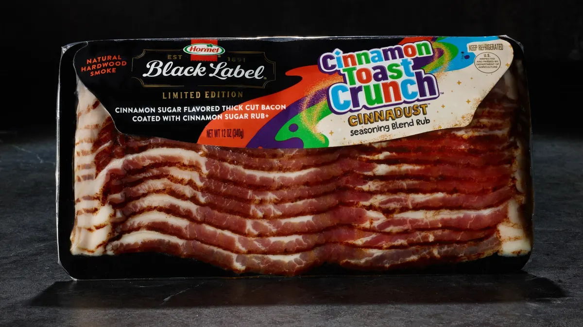A package of Black Label Cinnamon Toast Crunch Bacon.