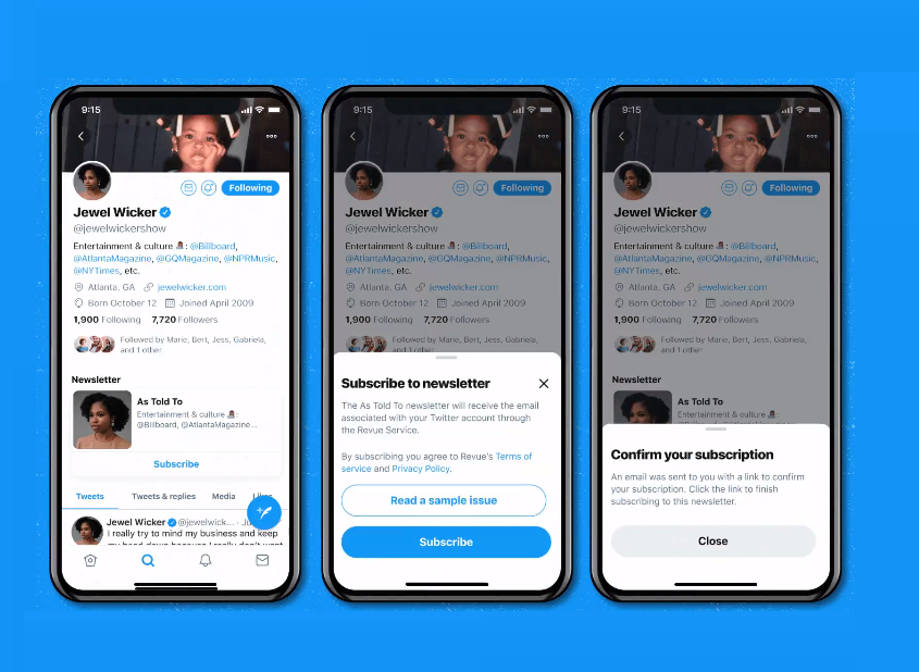 Twitter newsletter sign-up
