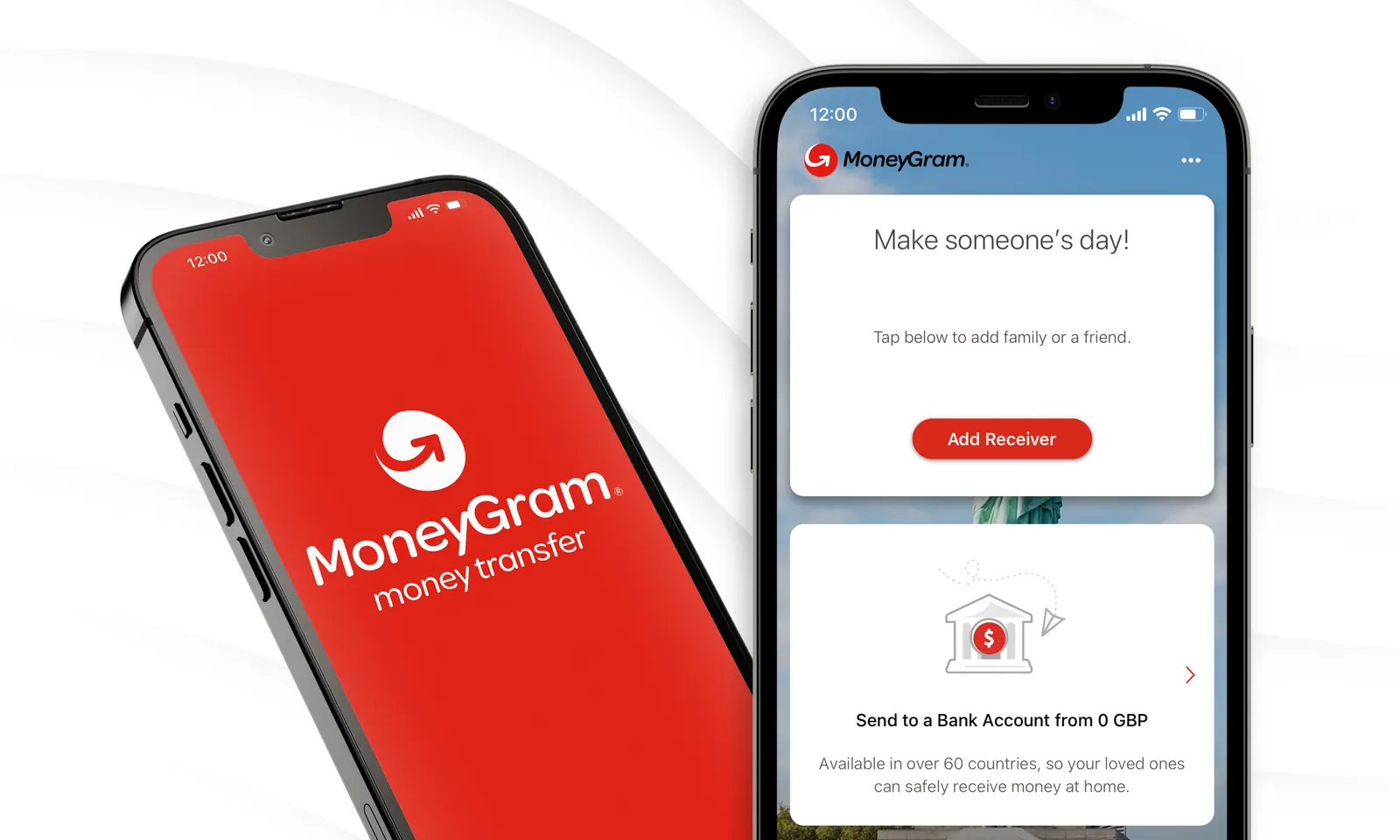 Money transfer app on mobile device