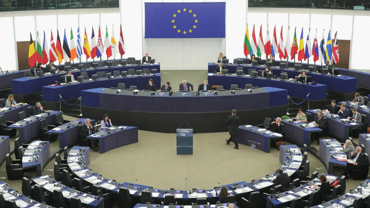 A general view inside the European Parliament.