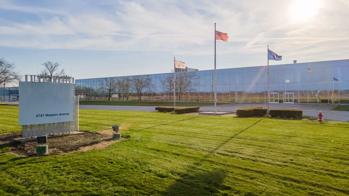 Wide shot of the exterior of Nova Chemicals' facility in Connersville, Indiana.