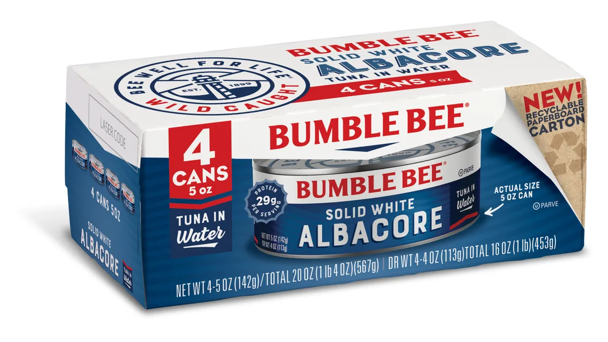 Bumble Bee paperboard tuna packaging