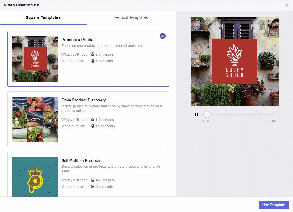 GIF example of Facebook's new video creation tools