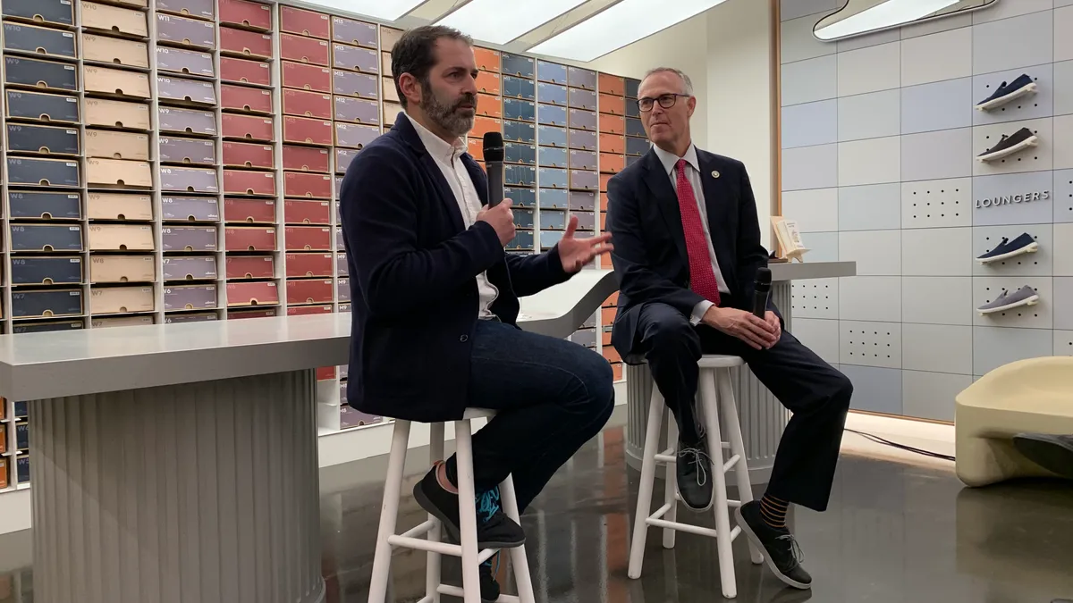 Allbirds co-founder Joey Zwillinger speaks at a store opening in Georgetown, Washington, D.C.