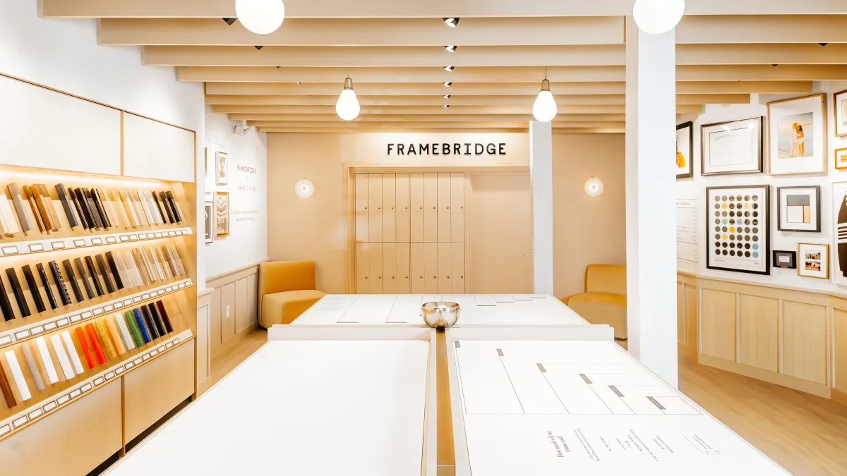 The interior of a Framebridge store in California