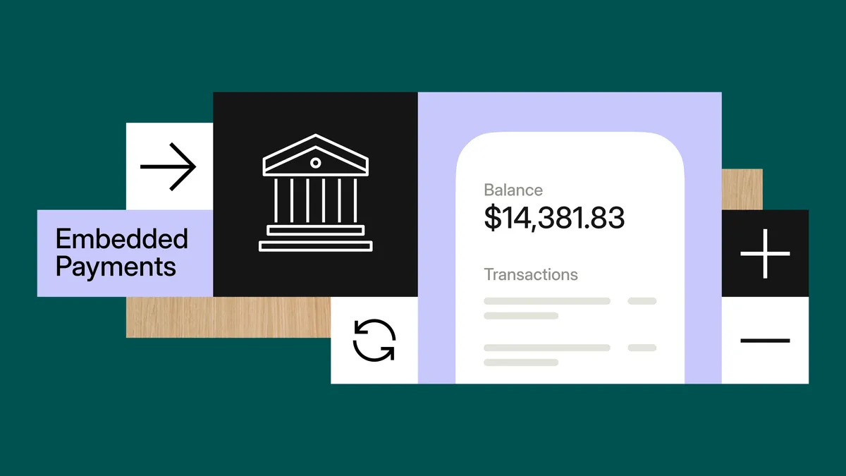 Graphic with embedded payments and a balance of $14,381.83.