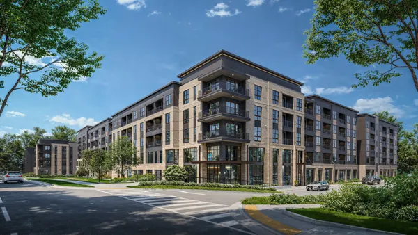 Rendering of the Caldwell apartment building in Sandy Springs, Georgia.