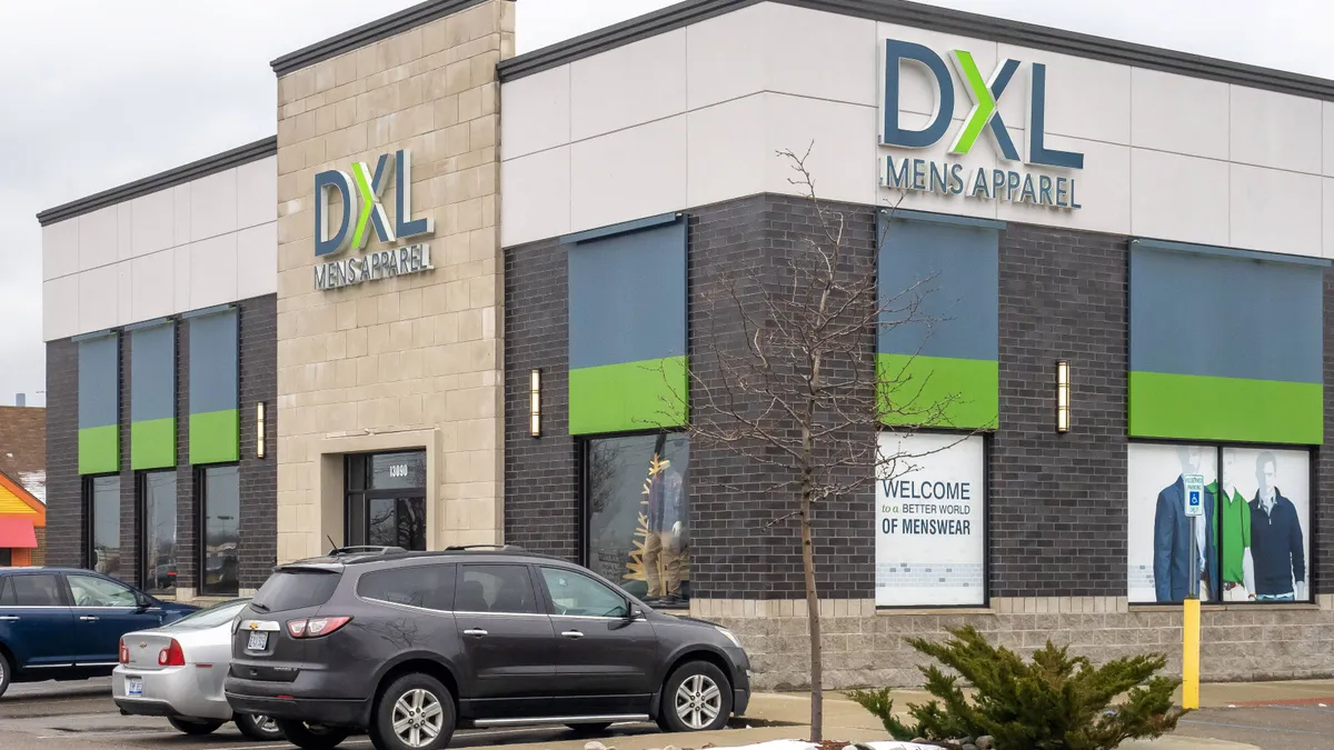 The exterior of a DXL Men's Apparel store