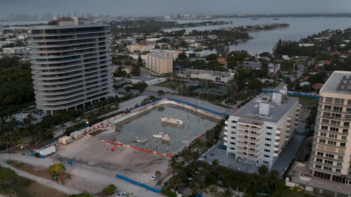 Eighty Seven Park sits next to where the collapsed 12-story Champlain Towers South condo building once stood in Surfside, Florida