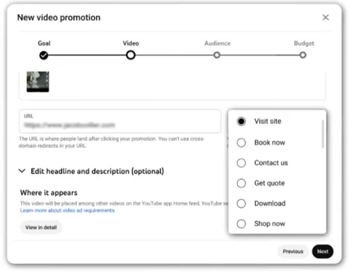 YouTube CTA buttons