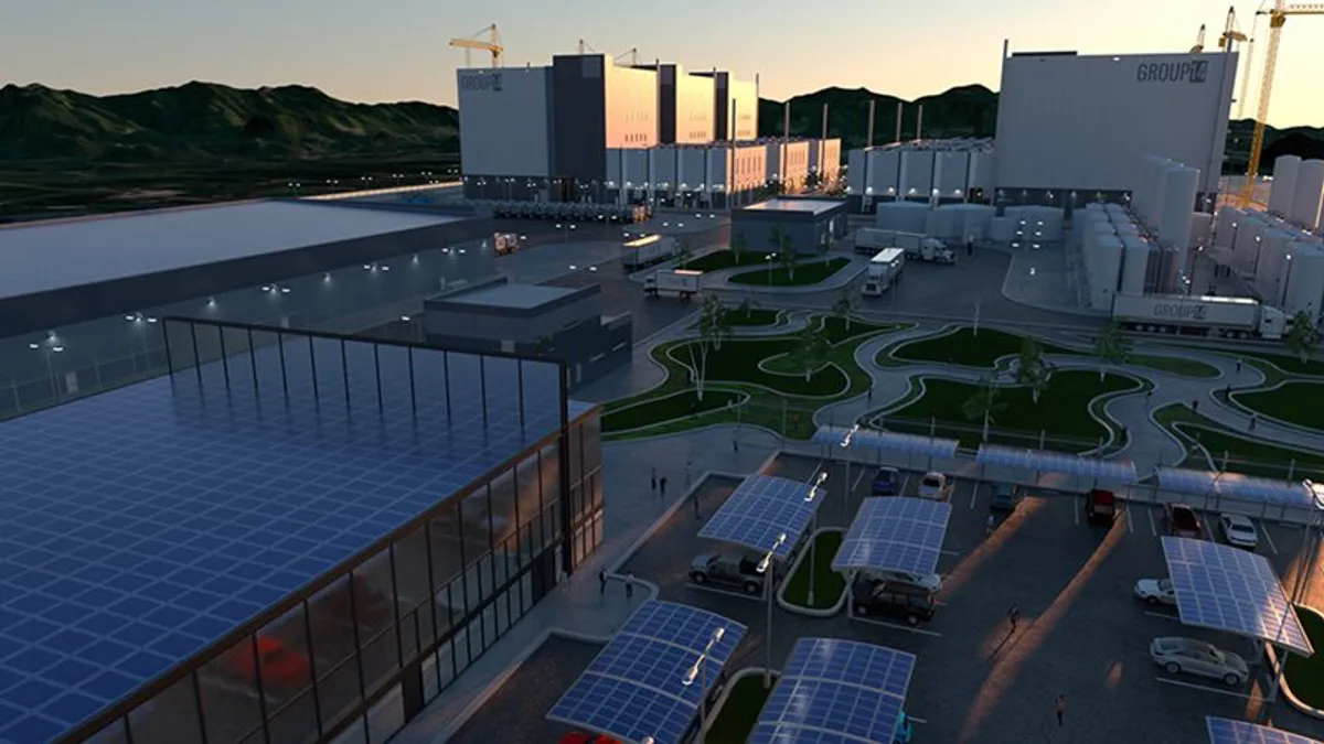 A rendering of Group14's silicon battery material campus in Moses Lake, Washington.