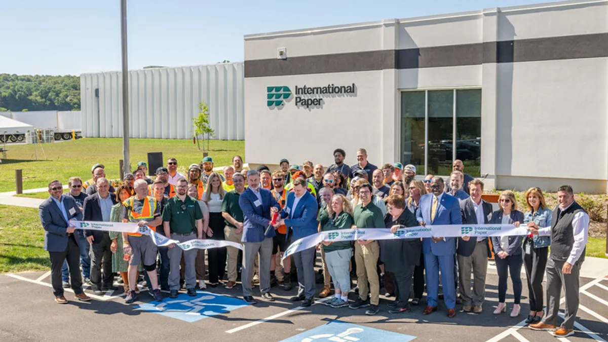 International Paper holds a ribbon-cutting to celebrate the opening of its newest state-of-the-art corrugated packaging facility in Atglen, Pennsylvania, on Sept. 15, 2023.