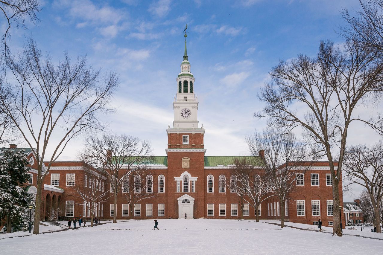 Dartmouth College campus in the winter.