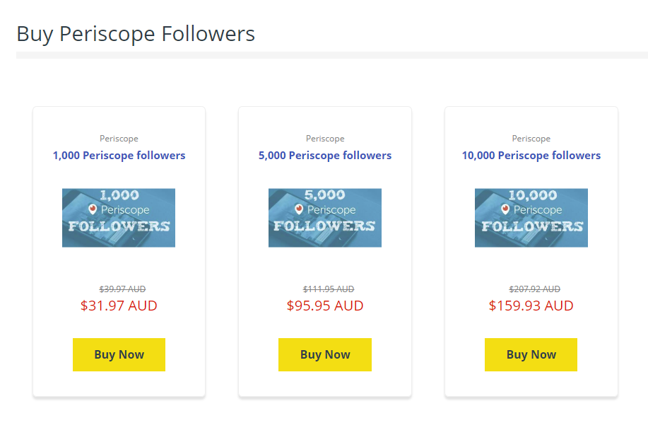An example of Periscope follower purchasing