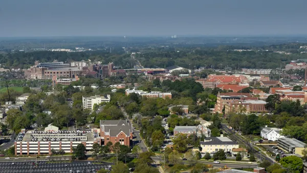 A view of the buildings at Florida State University from the observation deck of the Florida Capitol building.